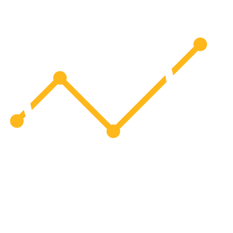 Icon of a magnifying glass over a trend line, representing data trend analysis.