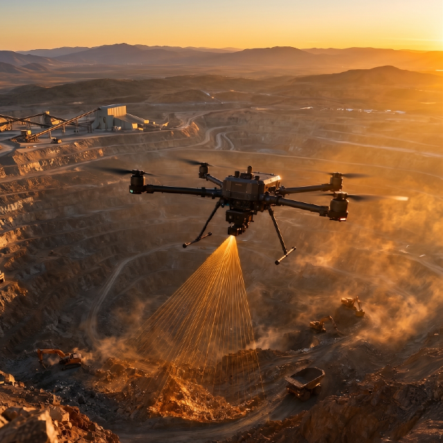Drone operations aerial coverage area for mapping and inspection.