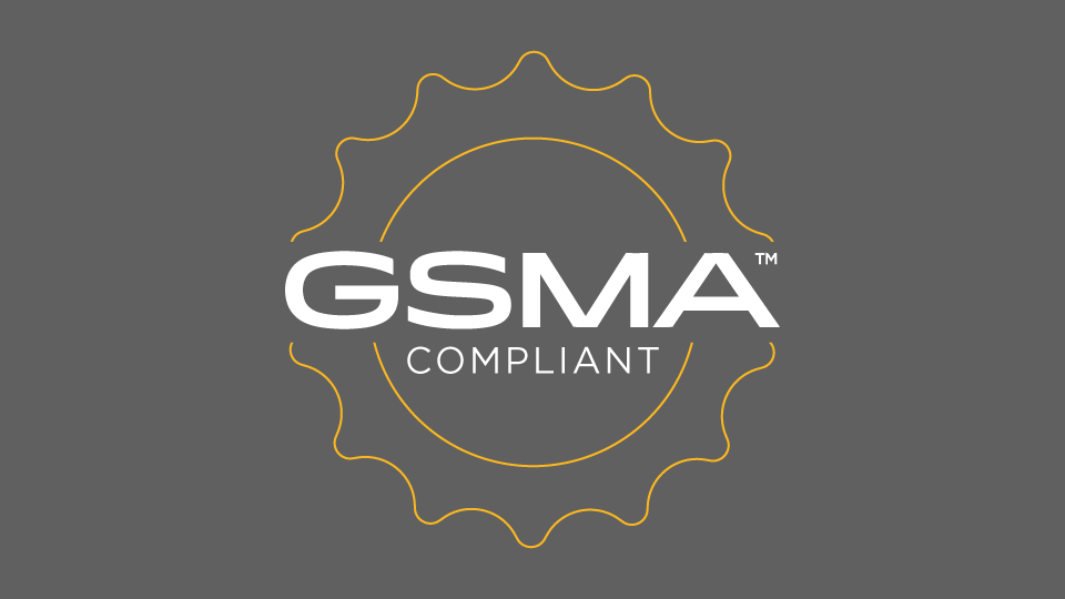GSMA compliant certification badge.