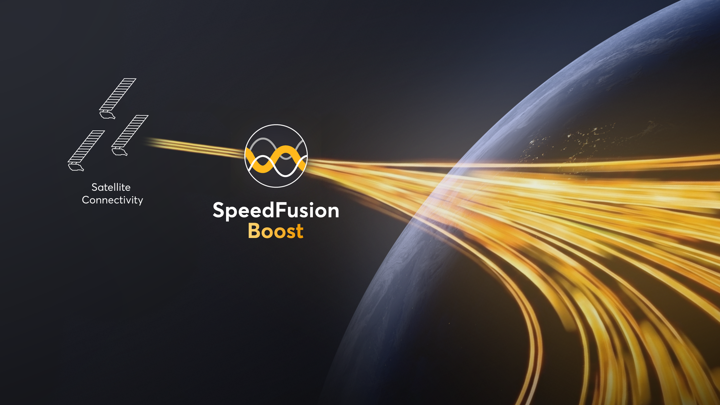 Diagram showing satellite connections bonding through SpeedFusion Boost.