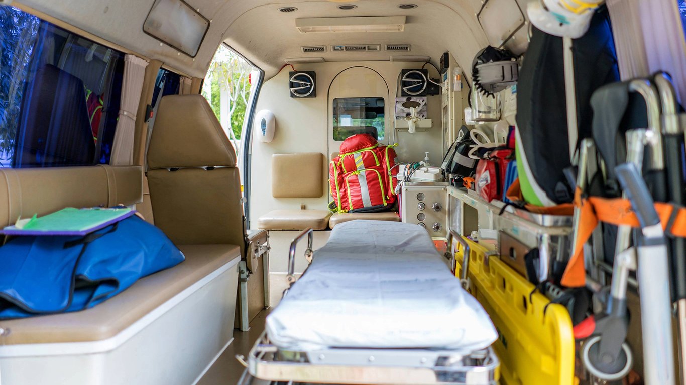 Interior of an ambulance representing Peplink connectivity for public safety and emergency services.