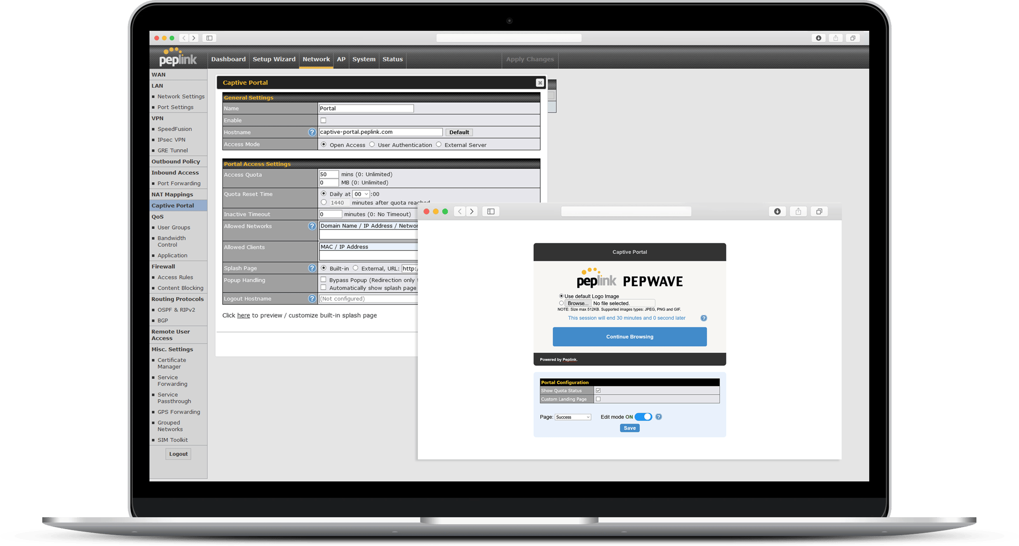 Captive Portal Interface