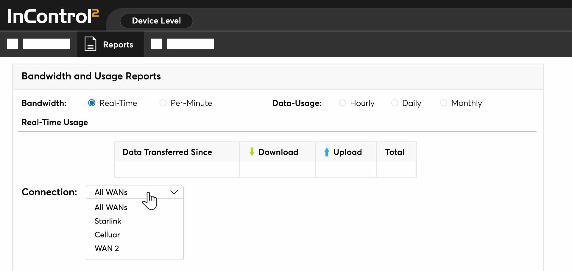 Check the bandwidth and usage for each active WAN