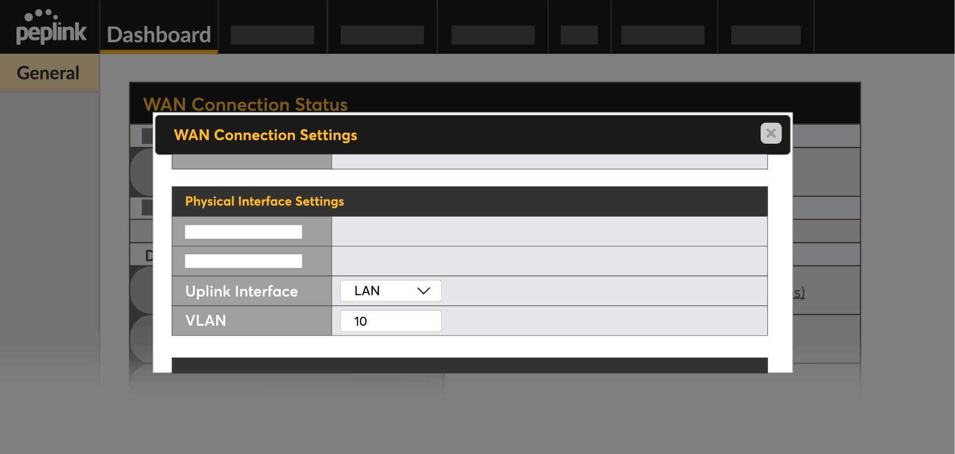 Change the WAN Connection Settings
