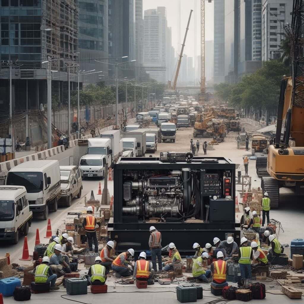 "صورة لمولدات عالية الجودة مع ايجار مولدات موثوق في السعودية."