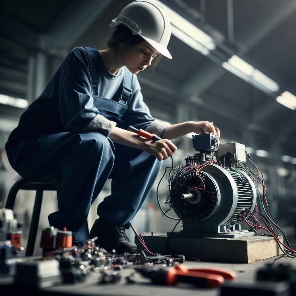 a worker test three phase motor rewinding in jeddaha Saudia Arabia 