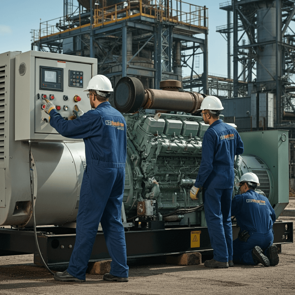 Technician performing CAT generator service, ensuring reliable performance through repair and maintenance.