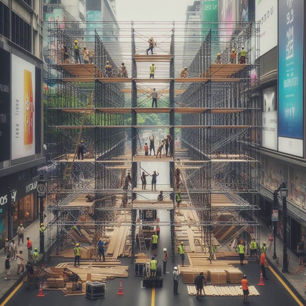 Professional scaffolding rentals for construction projects by Smart Technical Services.