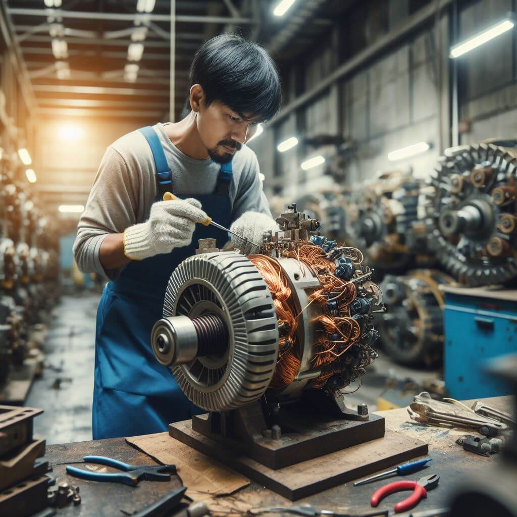 Professional technician performing high-quality generator rewinding services to ensure optimal performance and extend equipment lifespan.