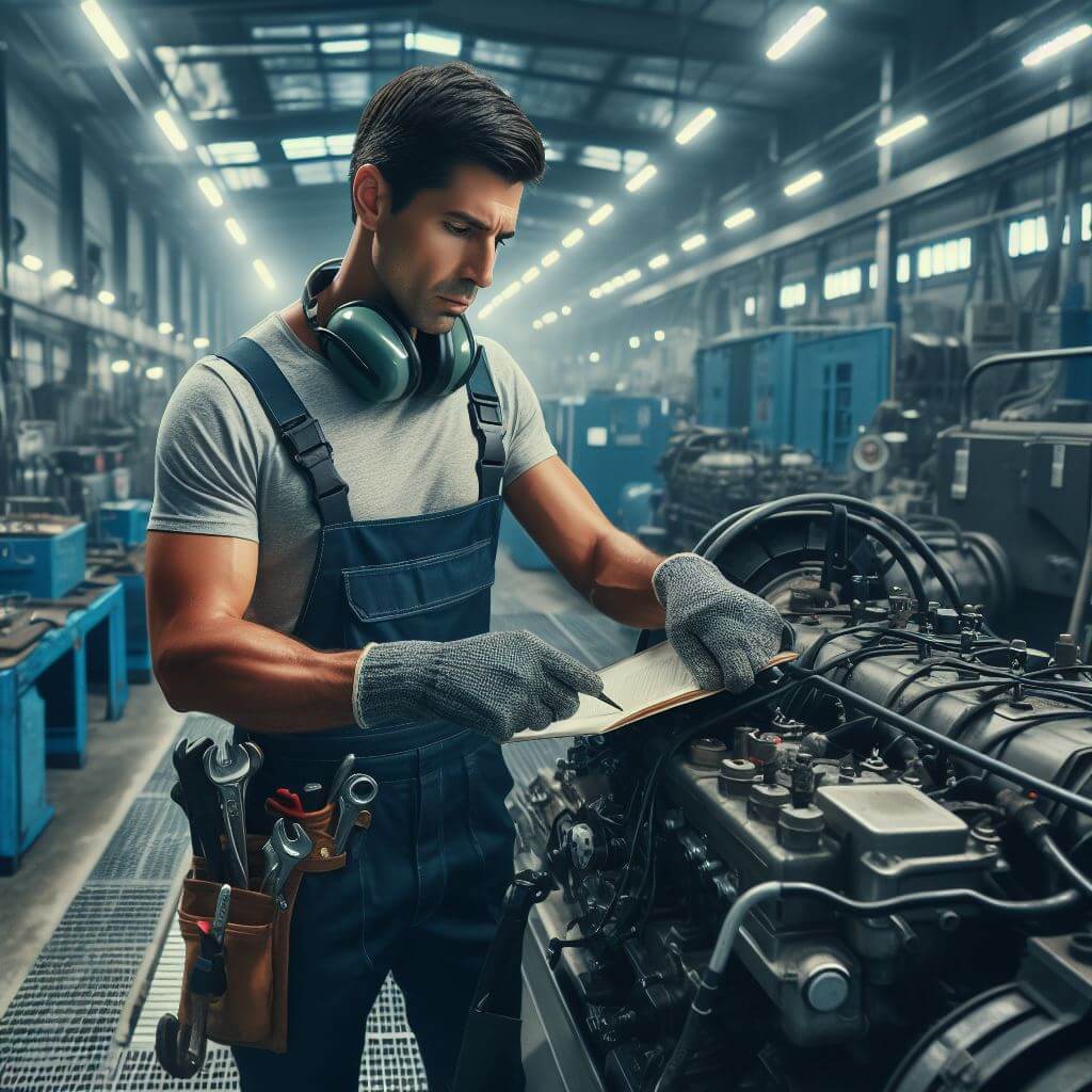Technician from Smart Technical Services performing a commercial generator repair near me in jeddah, ensuring reliable and efficient power solutions for businesses.