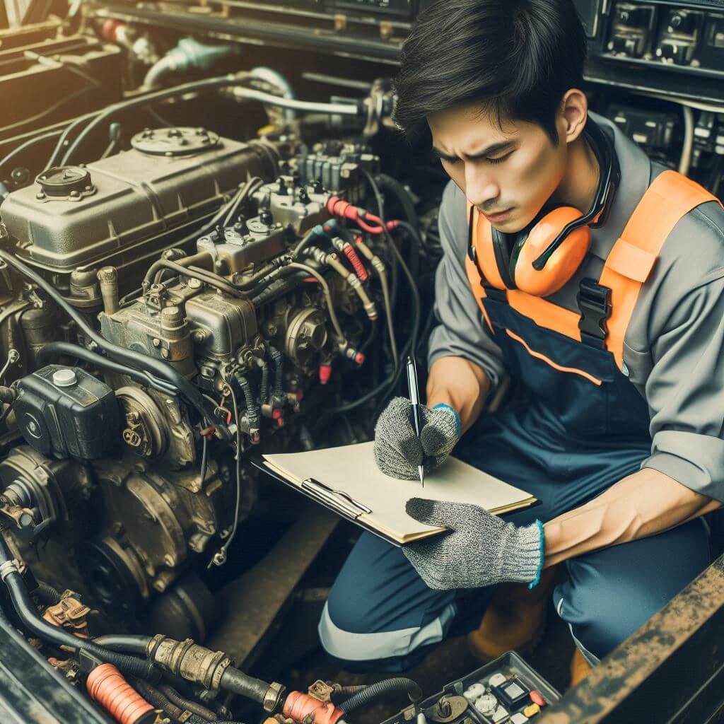 A skilled generator mechanic inspecting and maintaining a generator, ensuring reliable power supply for homes and businesses.