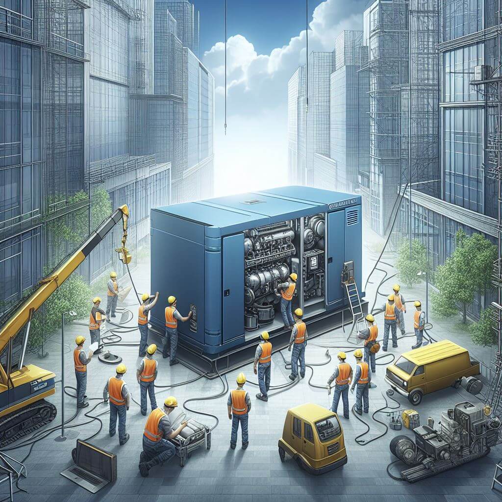  Smart Technical Services alongside professional technicians conducting a generator installation, emphasizing their expertise in serving clients searching for 'Generator Installation Companies Near Me