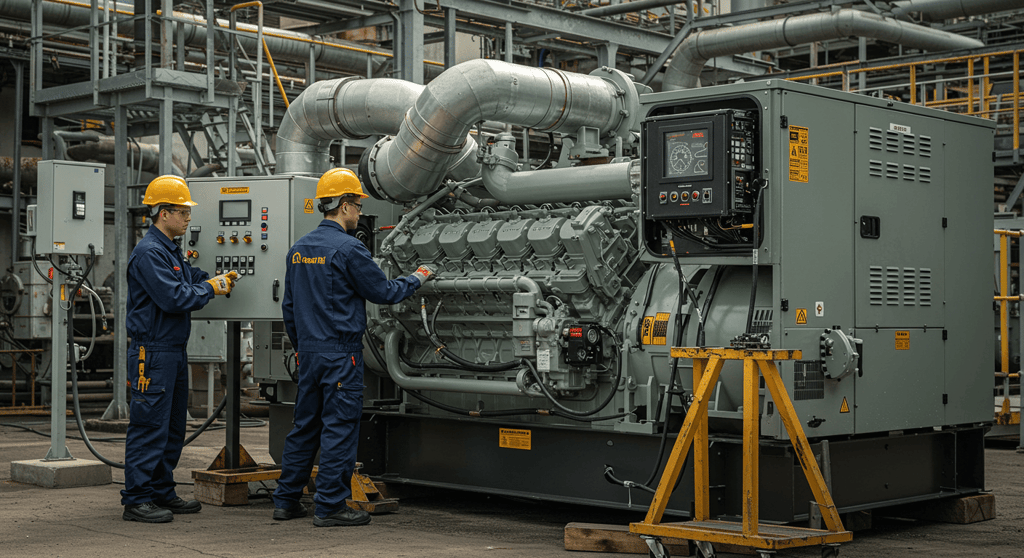 Expert technician performing diesel generator repair services, ensuring efficient power supply and reliability.