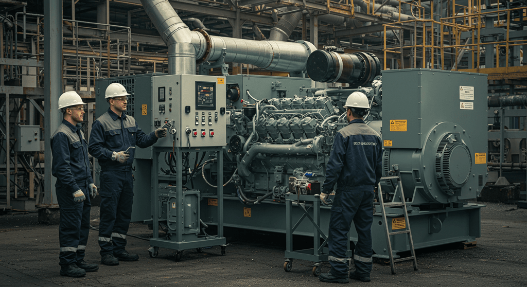 Technician performing routine diesel generator maintenance to ensure reliability and efficient power supply.