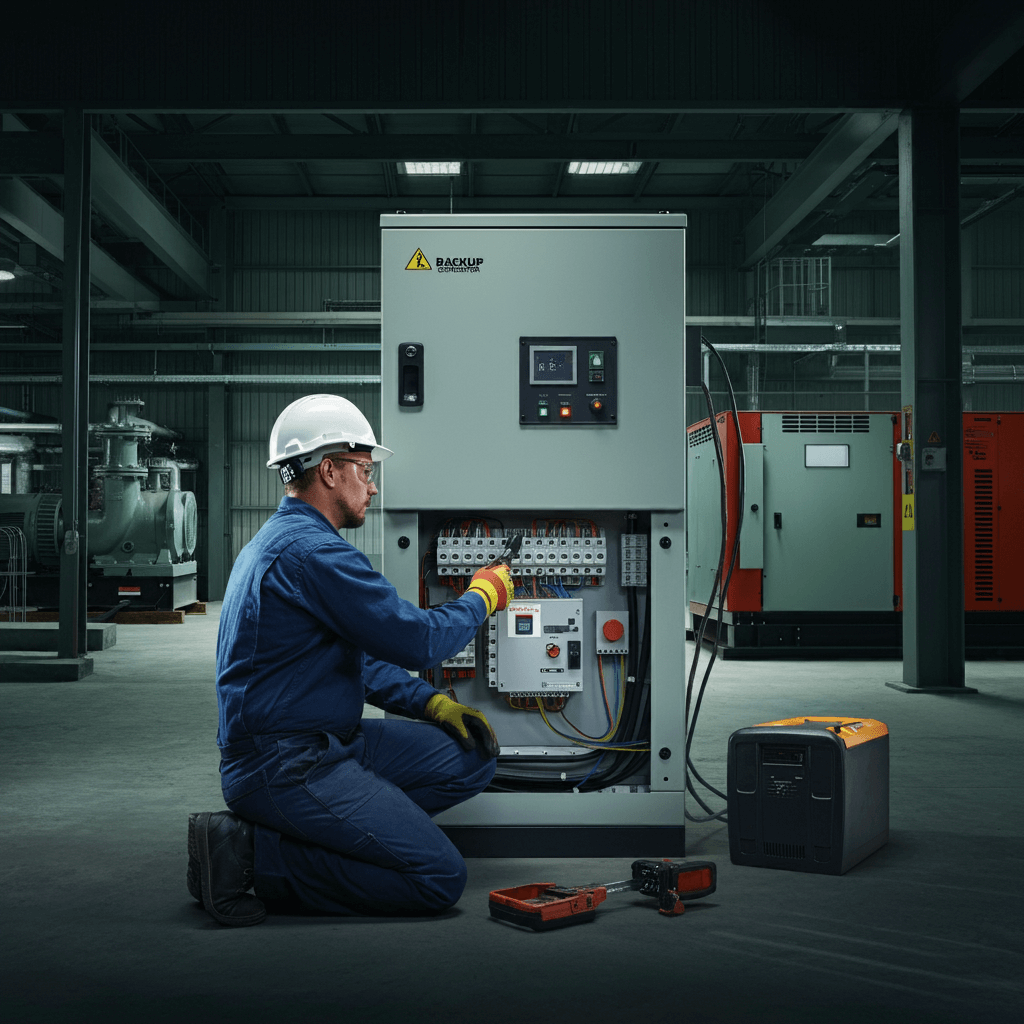 Generator ATS installed for seamless power transfer between utility grid and generator at a commercial facility