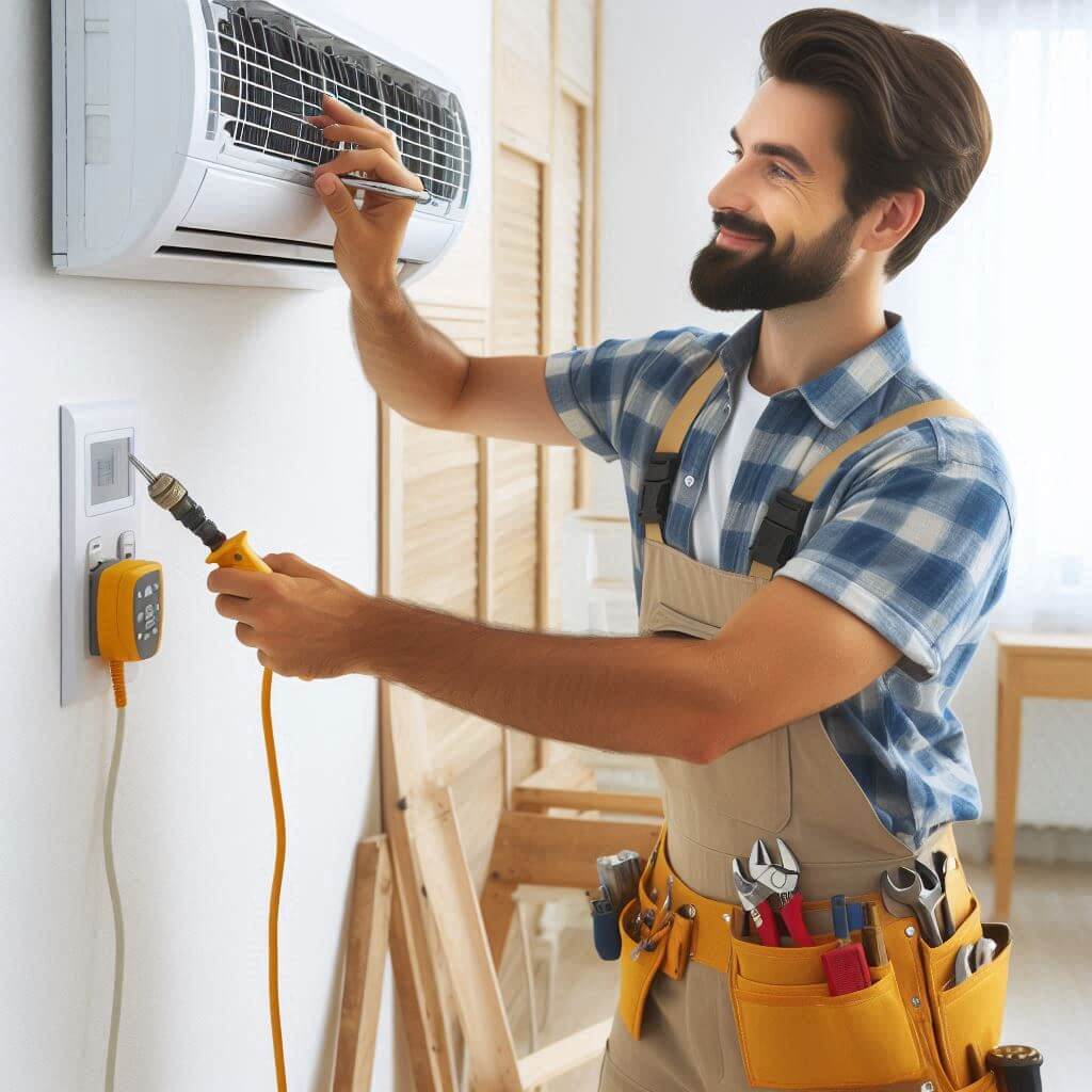 An image showcasing Smart Technical Services' prompt and reliable AC installation service, conveniently available near you for quick and efficient cooling solutions.