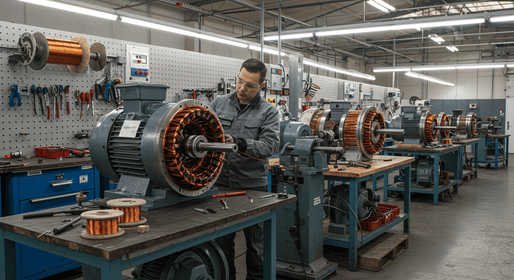 Expert motor rewinding services in Saudi Arabia – High-quality motor repair and dynamic balancing solutions.