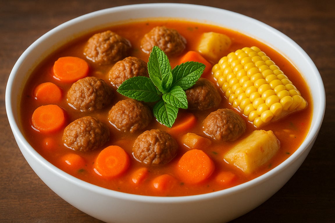 imagen de sopa de albondigas