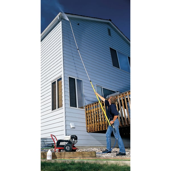 Telescoping Wand Spraying Second Story Roof