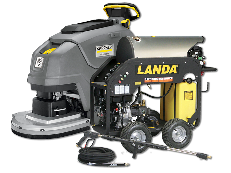 Landa MHC Pressure Washer & Karcher BD 50/55 Floor Scrubber