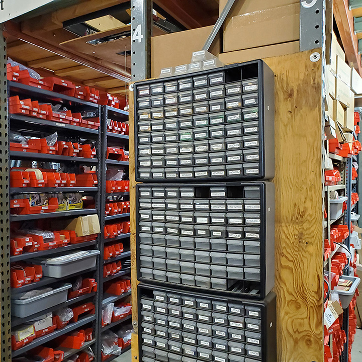 Parts inventory in warehouse