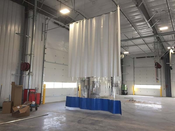 Goff's Wash Bay Curtains Installed in Bay