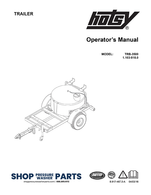 Hotsy TRB-3500 Trailer Operator Manual