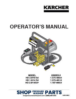 Karcher HD Hand Held and Wall Mounted Operator's Manual