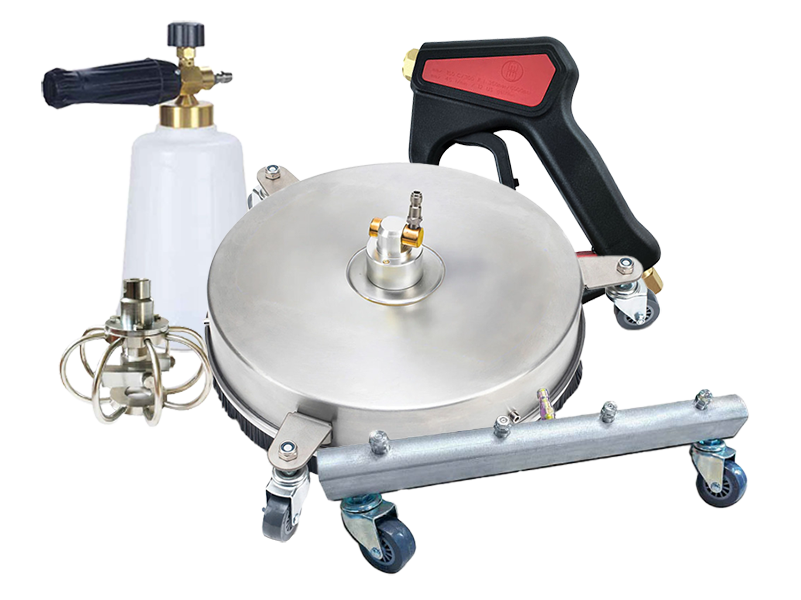 A+ Accessories Including Foam Cannon, Duct Nozzle, Surface Cleaner, Undercarriage Cleaner and Trigger Gun