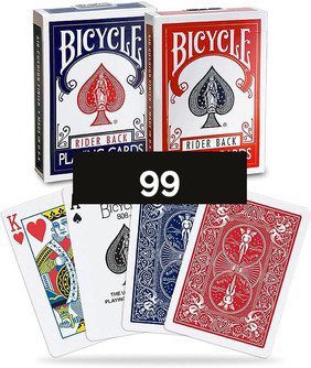 2 packs of bicycle cards depicting the card game 99.