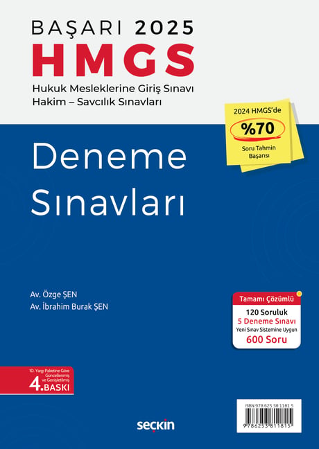 BAŞARI – HMGS Deneme Sınavları Hukuk Mesleklerine Giriş Sınavı Hakim – Savcılık Sınavları Özge Şen, İbrahim Burak Şen  - Kitap