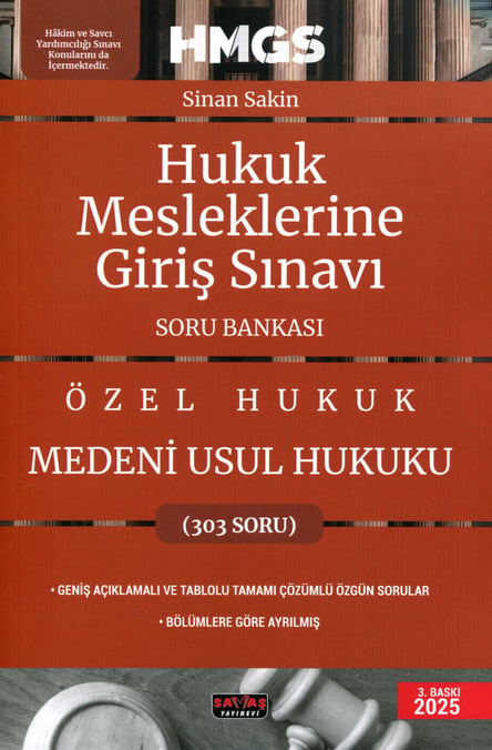 HMGS Medeni Usul Hukuku Soru Bankası Sinan Sakin  - Kitap
