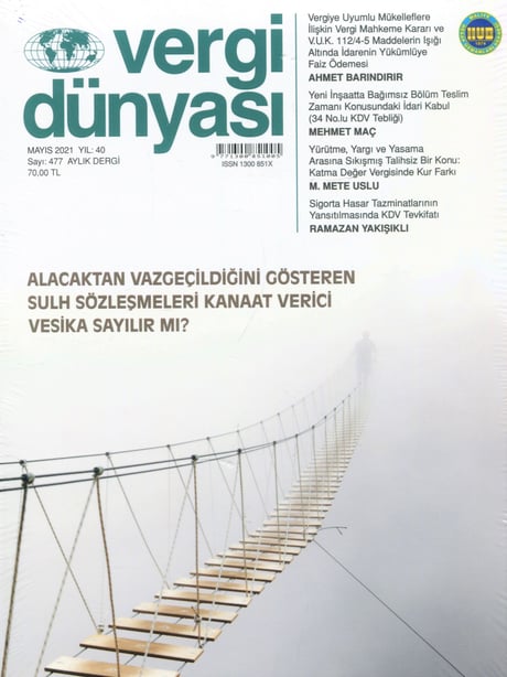 Vergi Dünyası Dergisi Mayıs 2021 Münever Yeğin 