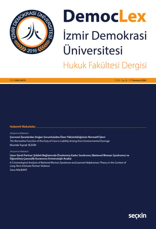 Democlex – İzmir Demokrasi Üniversitesi Hukuk Fakültesi Dergisi Cilt: 2 Sayı: 2 Temmuz 2026