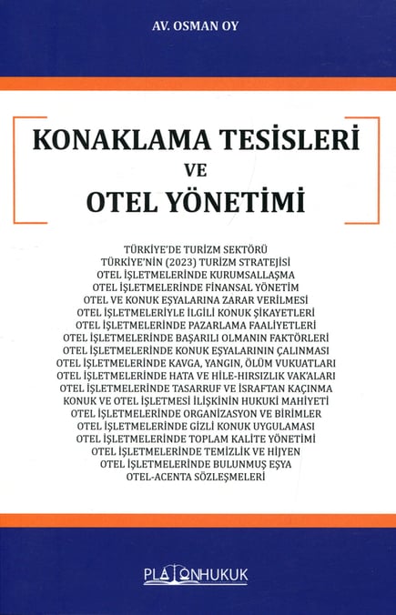 Konaklama Tesisleri ve Otel Yönetimi Osman Oy  - Kitap