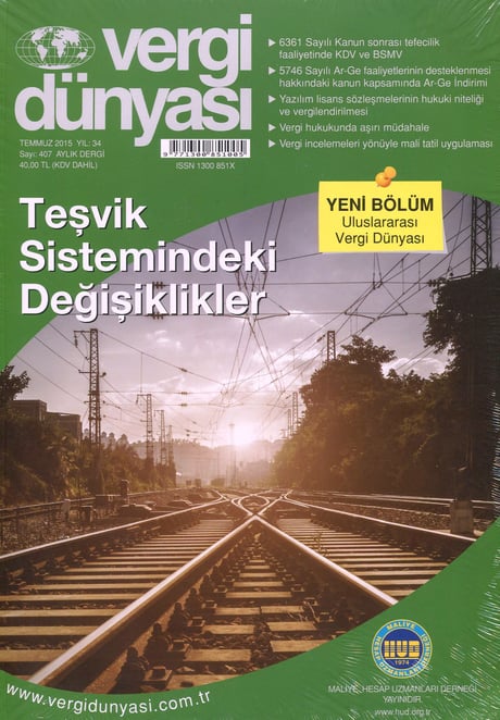 Vergi Dünyası Dergisi Temmuz 2015 Münever Yeğin 