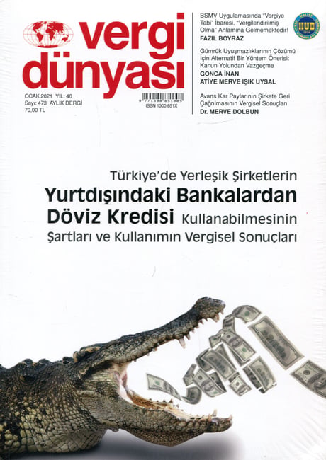 Vergi Dünyası Dergisi Ocak 2021 Münever Yeğin 