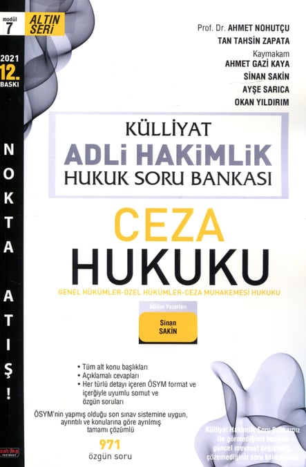Modül: 7 Külliyat Adli Hakimlik Hukuk Soru Bankası Ceza Hukuku Sinan Sakin  - Kitap