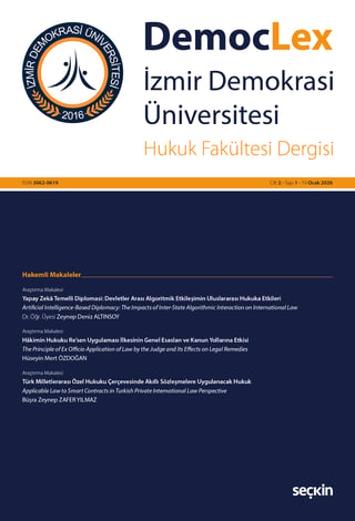 Democlex – İzmir Demokrasi Üniversitesi Hukuk Fakültesi Dergisi Cilt: 2 Sayı: 1 Ocak 2026