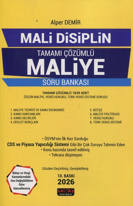 Mali Disiplin Maliye Soru Bankası Tamamı Çözümlü  Alper Demir  - Kitap