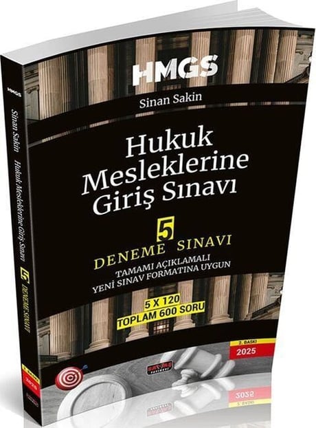 HMGS Hukuk Mesleklerine Giriş Sınavı 5 Deneme Sınavı Sinan Sakin  - Kitap