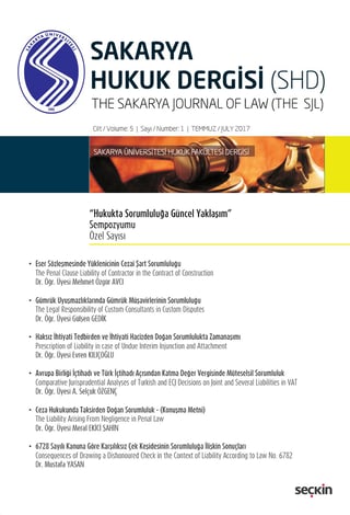Sakarya Üniversitesi Hukuk Fakültesi Dergisi Cilt:5 – Sayı:1 Temmuz 2017