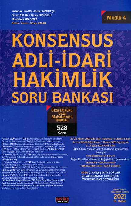 Modül: 4 Konsensus Adli – İdari Hakimlik Soru Bankası – Ceza Hukuku / Ceza Muhakemesi Hukuku Olcay Aslan  - Kitap