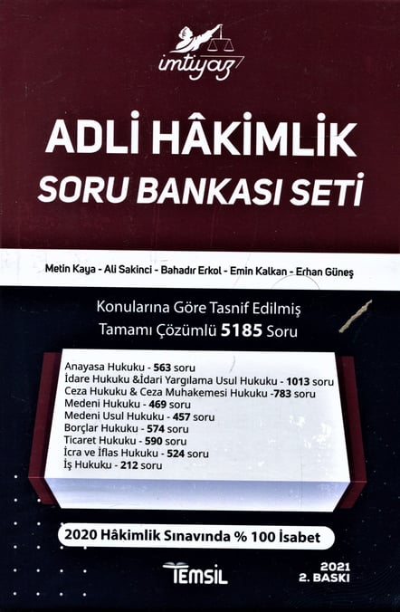 İmtiyaz Adli Hakimlik Soru Bankası Seti Modüler Set (9 kitap) Metin Kaya, Ali Sakinci, Bahadır Erkol, Emin Kalkan, Erhan Güneş  - Kitap