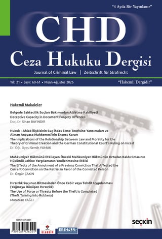 Ceza Hukuku Dergisi Sayı: 60–61 Nisan – Ağustos 2026