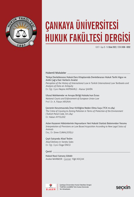 Çankaya Üniversitesi Hukuk Fakültesi Dergisi Cilt:7 Sayı:2 Ekim 2022 Prof. Dr. Cemal Oğuz 