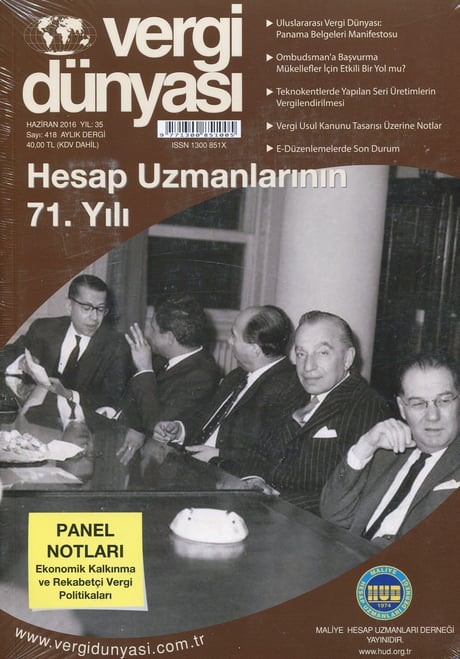 Vergi Dünyası Dergisi Haziran 2016 Münever Yeğin 