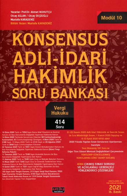 Modül: 10 Konsensus Adli – İdari Hakimlik Soru Bankası – Vergi Hukuku Mustafa Karadeniz  - Kitap