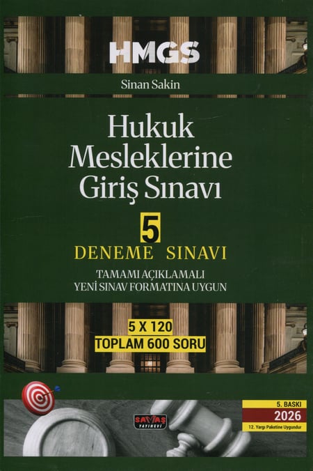 HMGS Hukuk Mesleklerine Giriş Sınavı 5 Deneme Sınavı Sinan Sakin  - Kitap