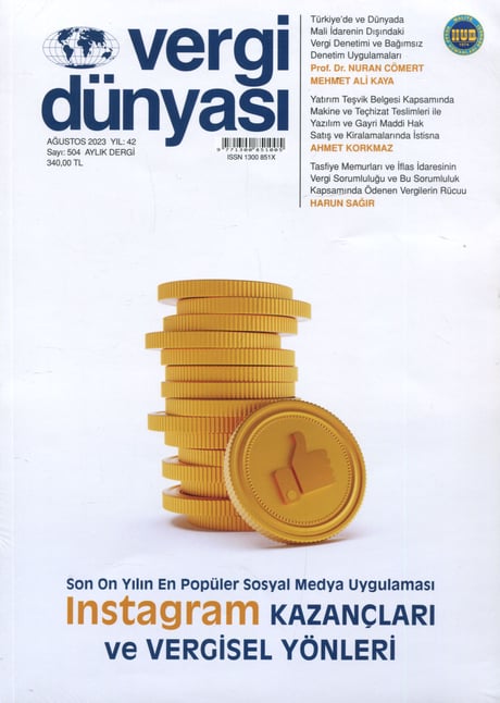 Vergi Dünyası Dergisi Ağustos 2023 Münever Yeğin 